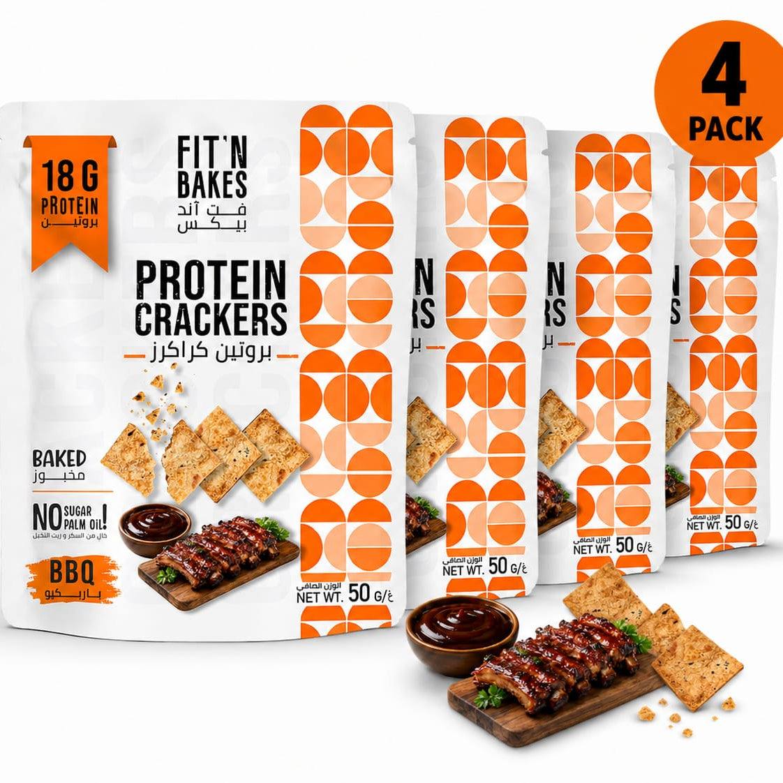 Pack of 4, High Protein Crackers, BBQ