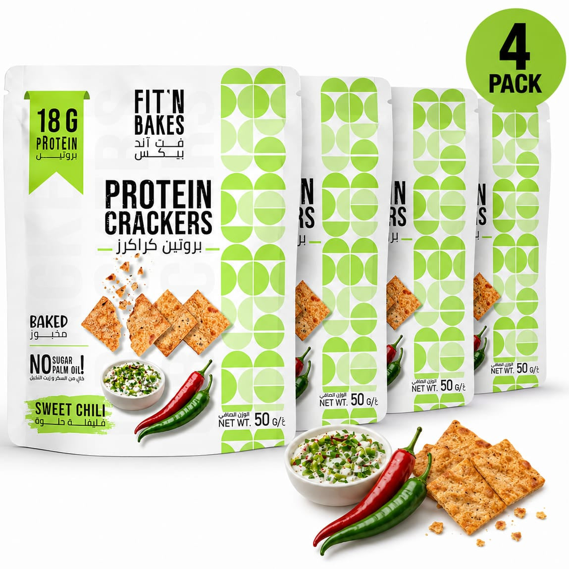 Pack of 4, High protein Crackers Sweet Chili