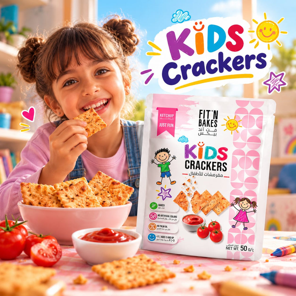 Kids Crackers, Ketchup Flavor, 50g – Baked Snack for Kids, No Artificial Colors, Palm Oil Free, Ages 3+, Lunchbox & School